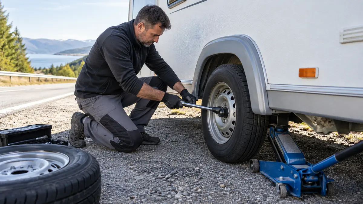 Caravan trailer tyre fitting
